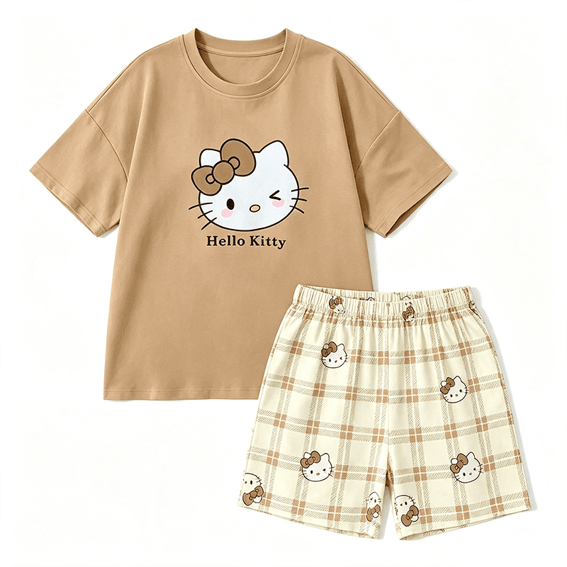 Пижама Sanrio Hello Kitty Khaki Women's Pajama Sets Санрио Хелло Китти Хаки Женские Пижамные Комплекты - изображение 1