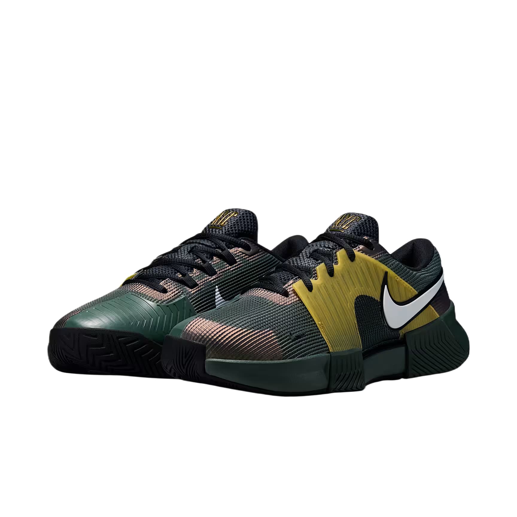 Кроссовки для тенниса NIKE Zoom GP Challenge 1,5 Кроссовки для тенниса Низкий Топ Камуфляж Зеленый Металлик Золотой Черный PURE Платина Мужской - изображение 2