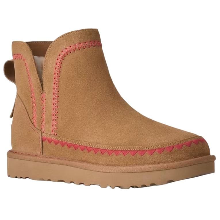 Ботинки зимние ugg Classic Novelty Сноубутсы Low Топ Каштановый Женские - изображение 3