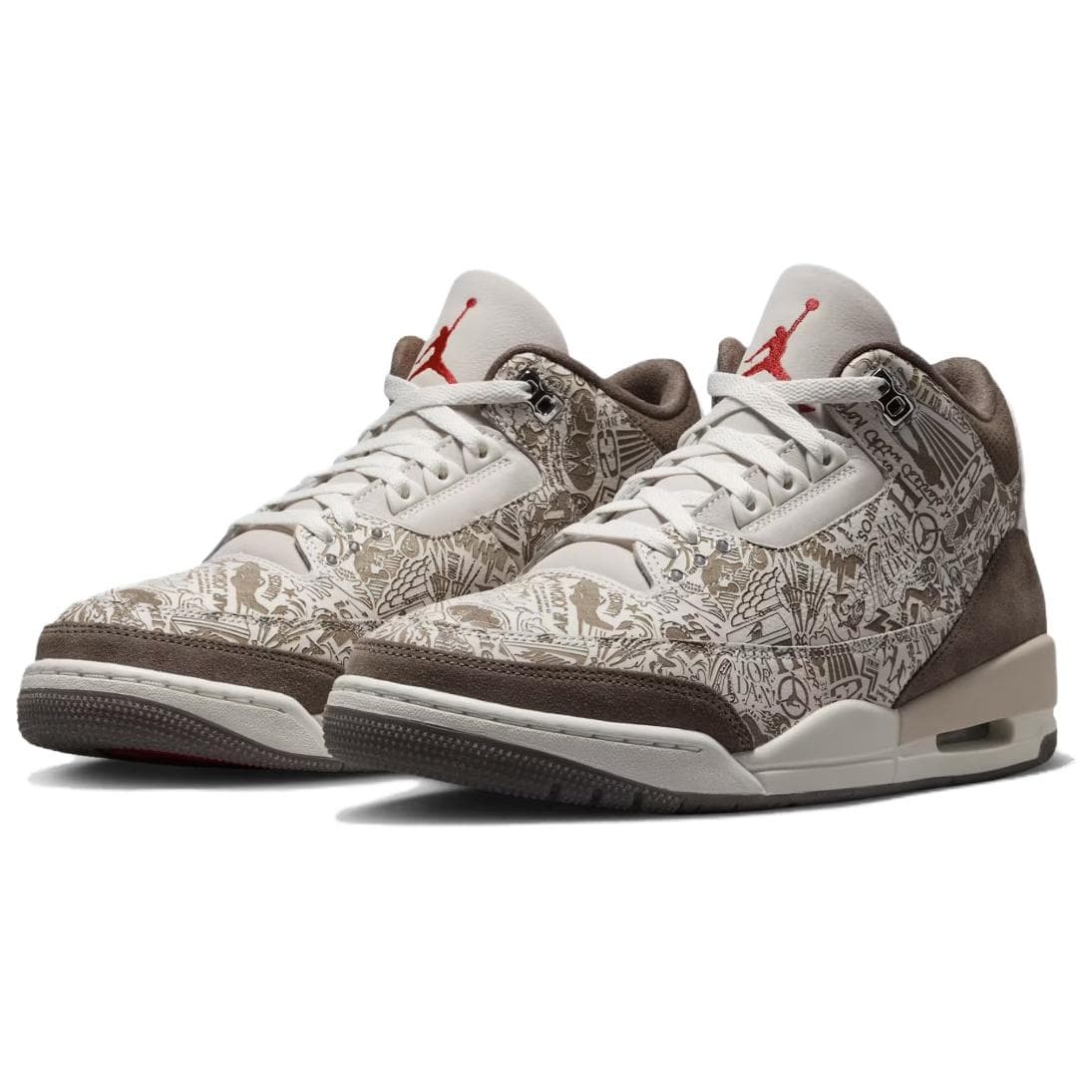 Ретро баскетбольные кроссовки Jordan Air Jordan 3 Ретро Баскетбольные Кроссовки Низкий Топ Белый Коричневый Мужской - изображение 3