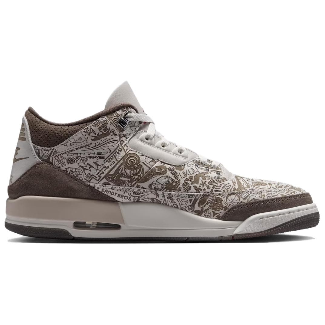 Ретро баскетбольные кроссовки Jordan Air Jordan 3 Ретро Баскетбольные Кроссовки Низкий Топ Белый Коричневый Мужской - изображение 2