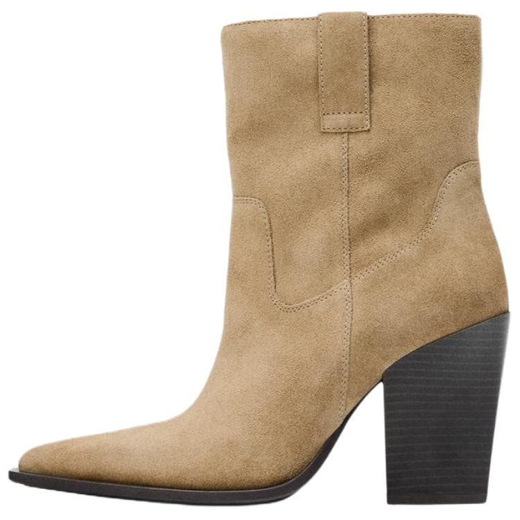 Сапоги ZARA Ботильоны Высокие Топ Песочно-Коричневые Женские - изображение 1