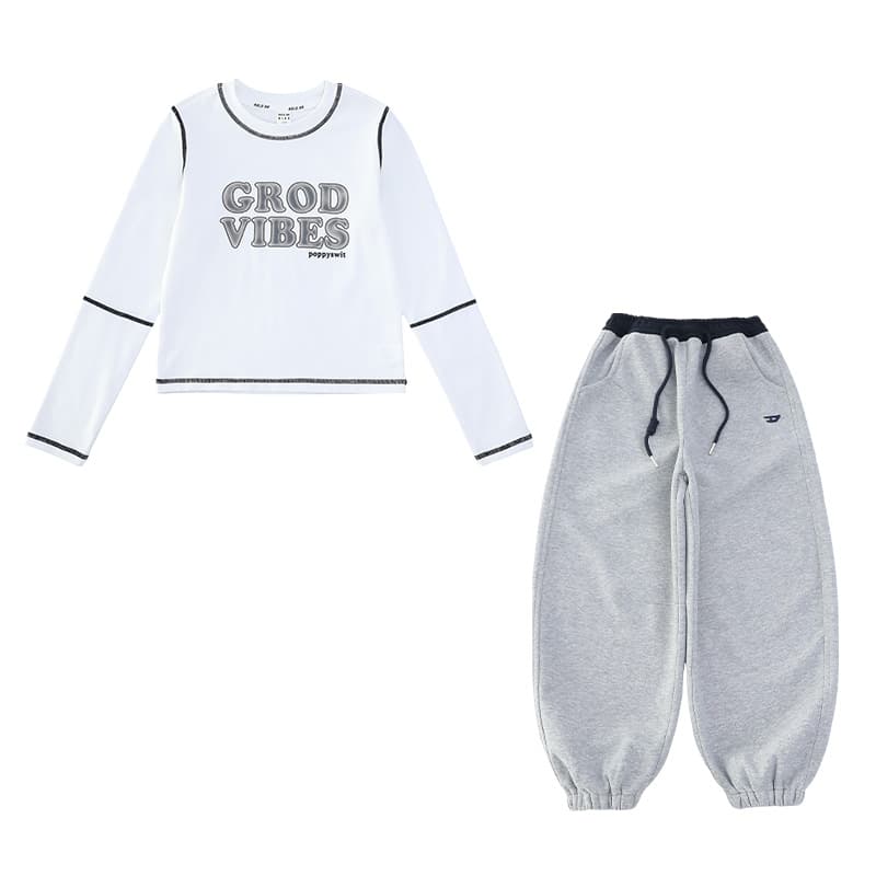 ATONGMU T-рубашка + Светло-серые штаны Kids Повседневный Спортивный костюм Комплекты - изображение 1