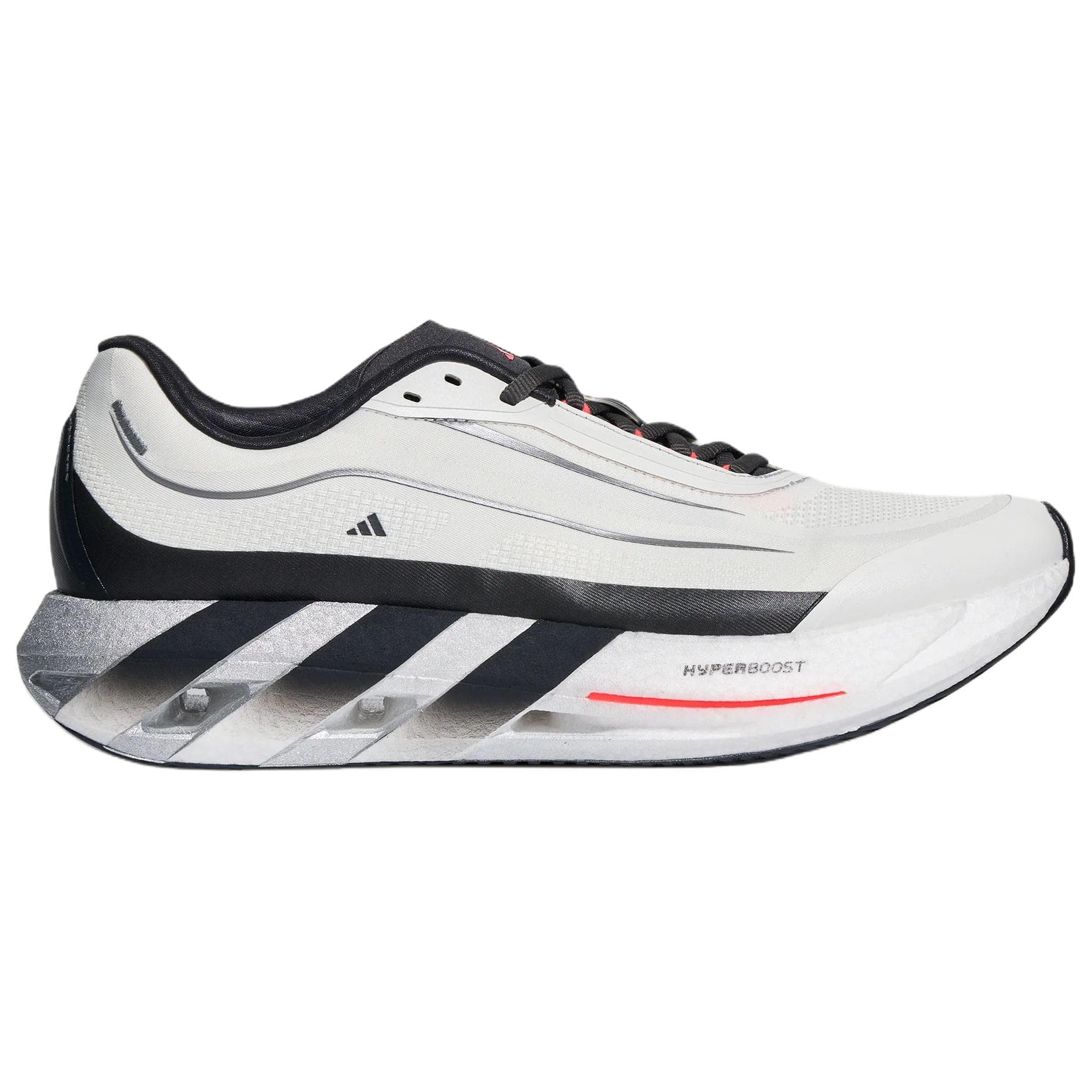 Кроссовки для бега Adidas HYPERBOOST Беговые кроссовки Низкий Топ Кристальный Белый Угольно-черный Вихрь Неоново-красный Унисекс - изображение 2
