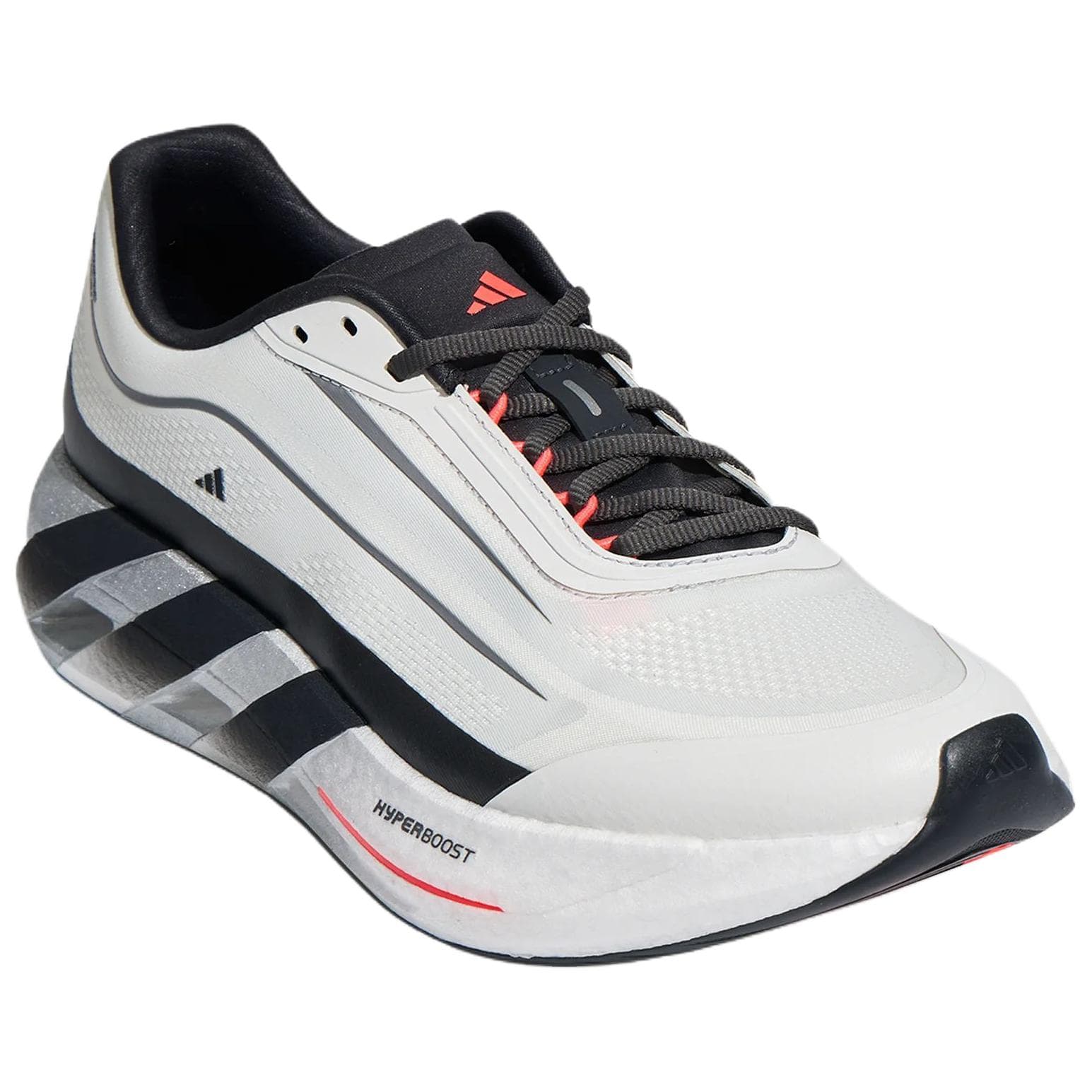Кроссовки для бега Adidas HYPERBOOST Беговые кроссовки Низкий Топ Кристальный Белый Угольно-черный Вихрь Неоново-красный Унисекс - изображение 3