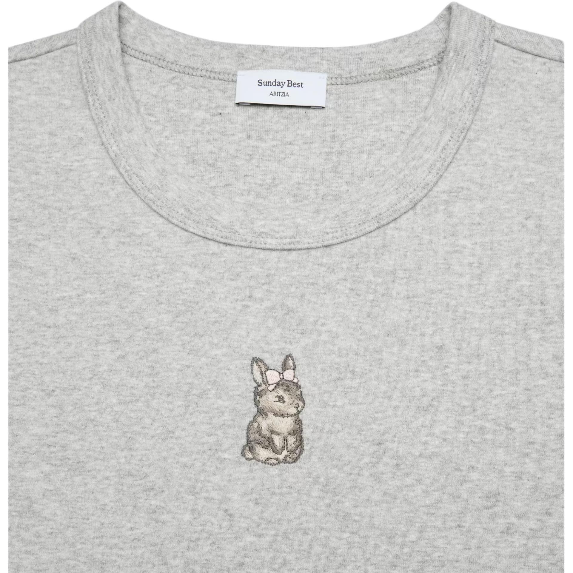 Футболка Aritzia Hthr с арочным бантом серый кролик женские T-рубашки - изображение 3