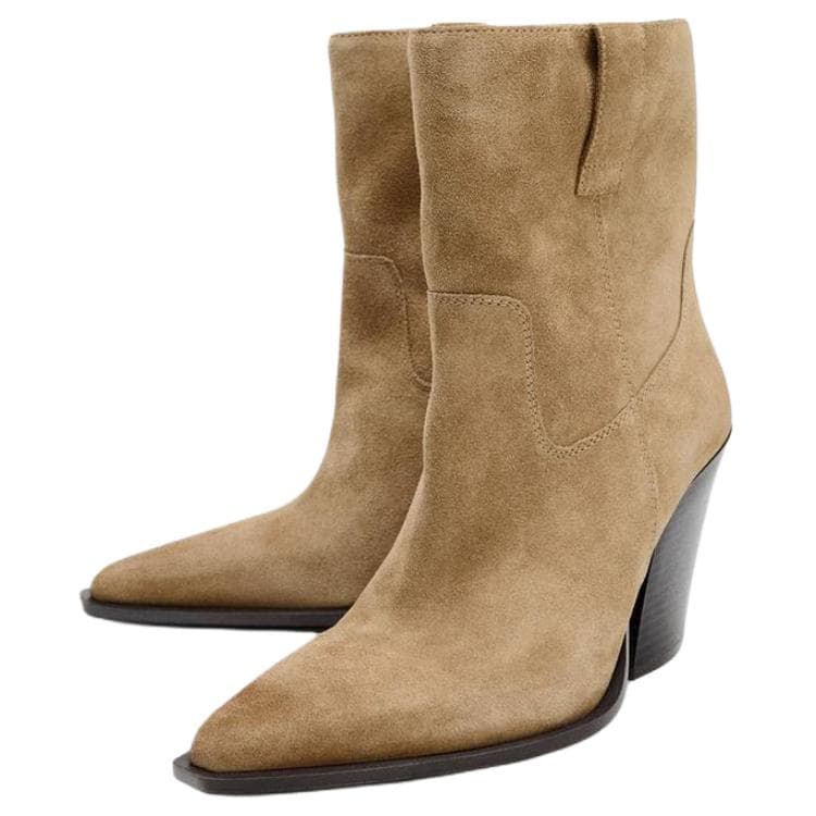 Сапоги ZARA Ботильоны Высокие Топ Песочно-Коричневые Женские - изображение 3