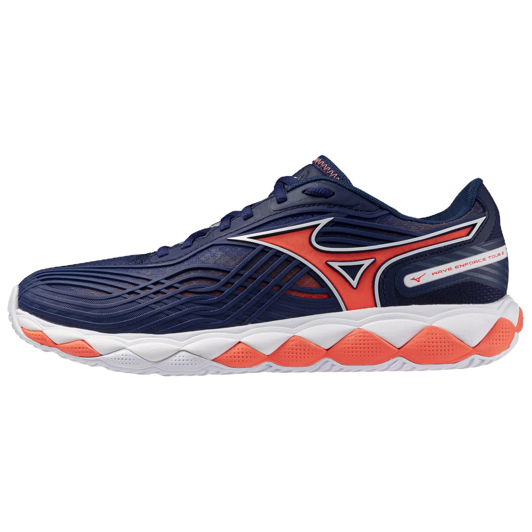 Кроссовки для тенниса Mizuno WAVE ENFORCE TOUR 2 Теннисные кроссовки Низкий верх Темно-синий Оранжевый Белый 61GA260014 Мужской - изображение 1