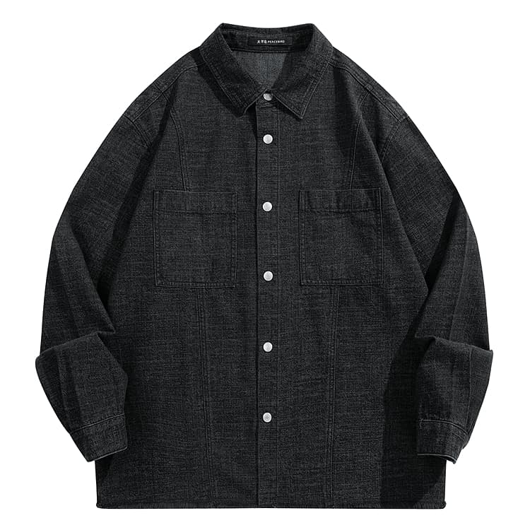 Рубашка PEACEBIRD MEN Denim Jet Black 1 Мужская Рубашка - изображение 1