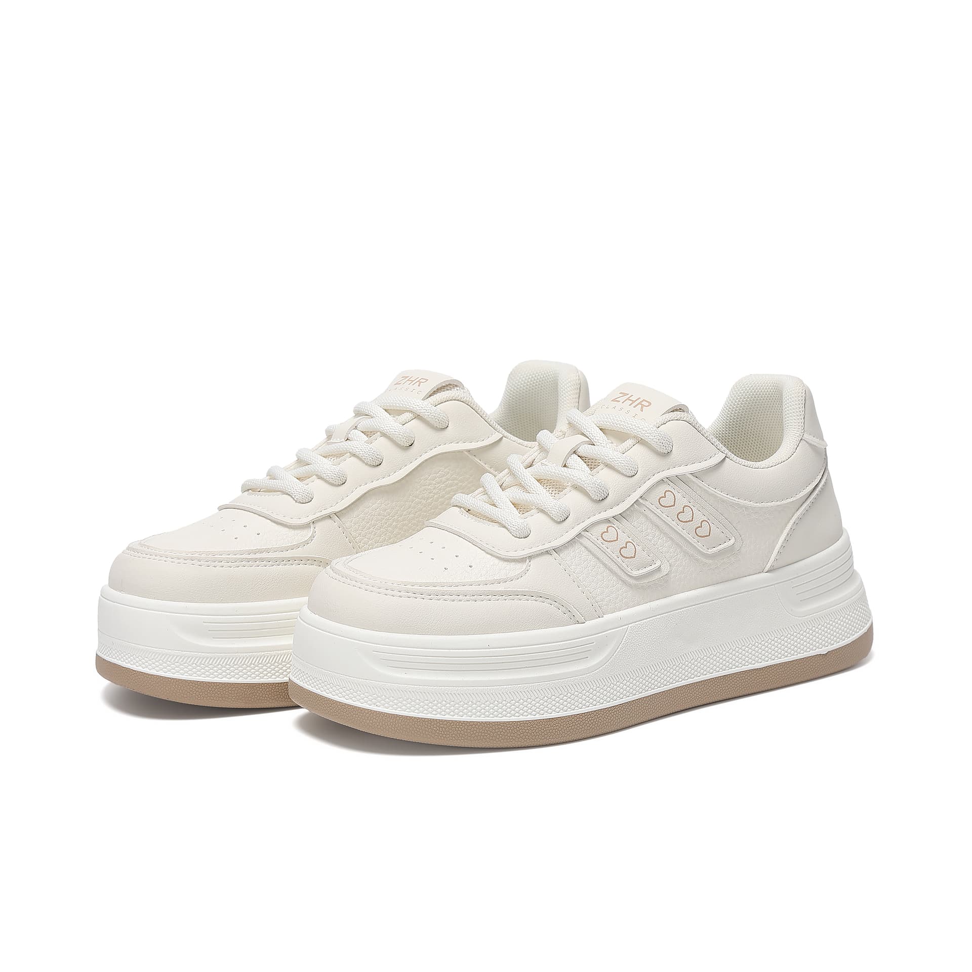 Кроссовки ZHR Skate Shoes Low Top Beige Casual Versatile Women's - изображение 3