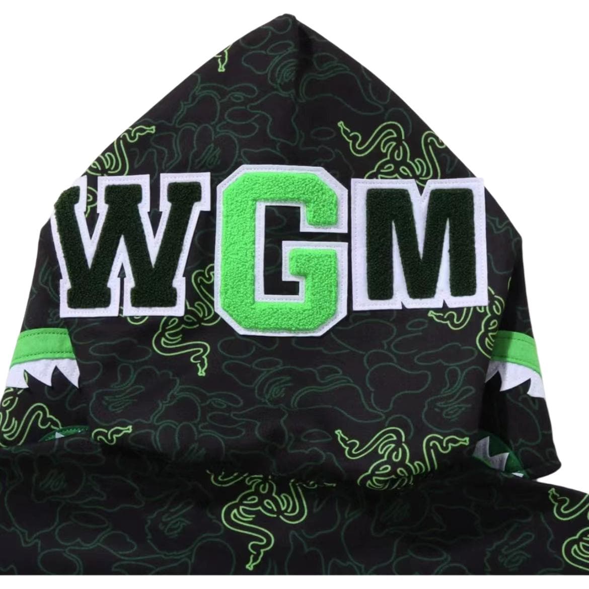 Худи BAPE x Razer FW22 Neon camo shark full zip hoodie - изображение 4