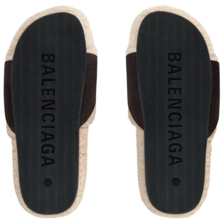 Сандалии Balenciaga Furry Шлепанцы Натуральный Бежевый Женские - изображение 5