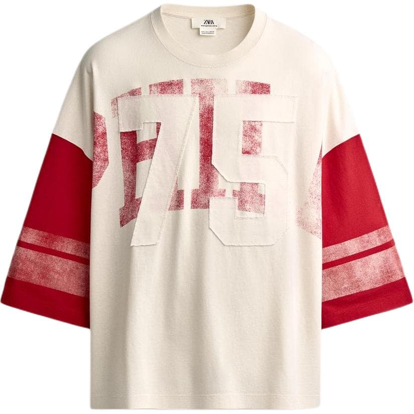 Футболка ZARA Red Men's T-Shirts ZARA Красные Мужские Футболки - изображение 1