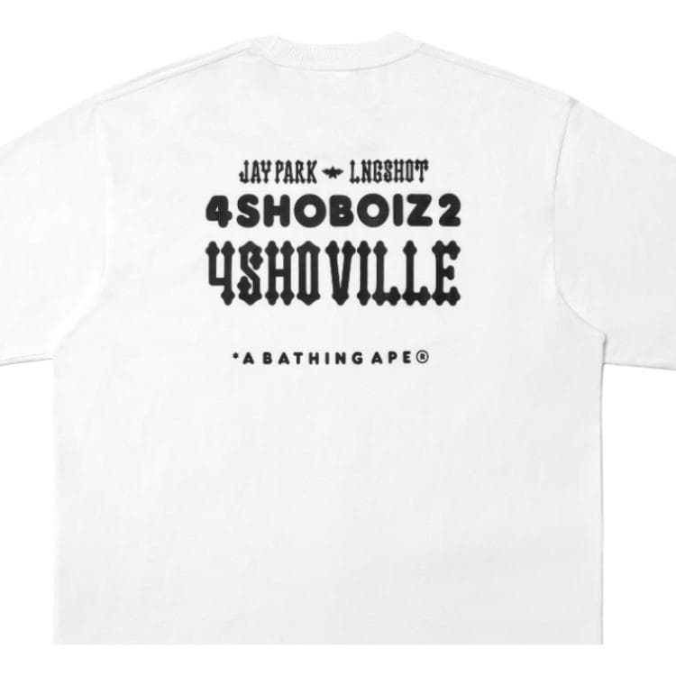 Футболка A BATHING APE Jay Park X LNGSHOT Белый Унисекс T-рубашки - изображение 4