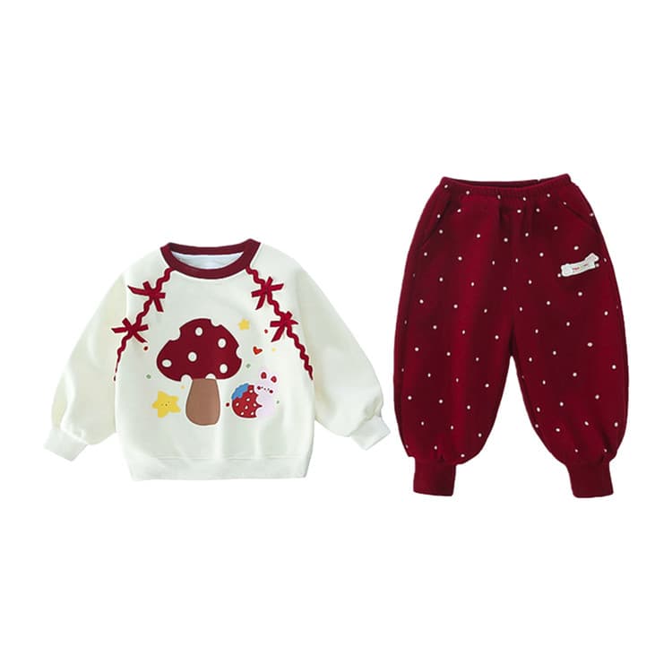 BOBBY ABLEY Бургунди Гриб Магия Цветы Набор для дошкольников Повседневные Спортивные Костюмы Наборы - изображение 1