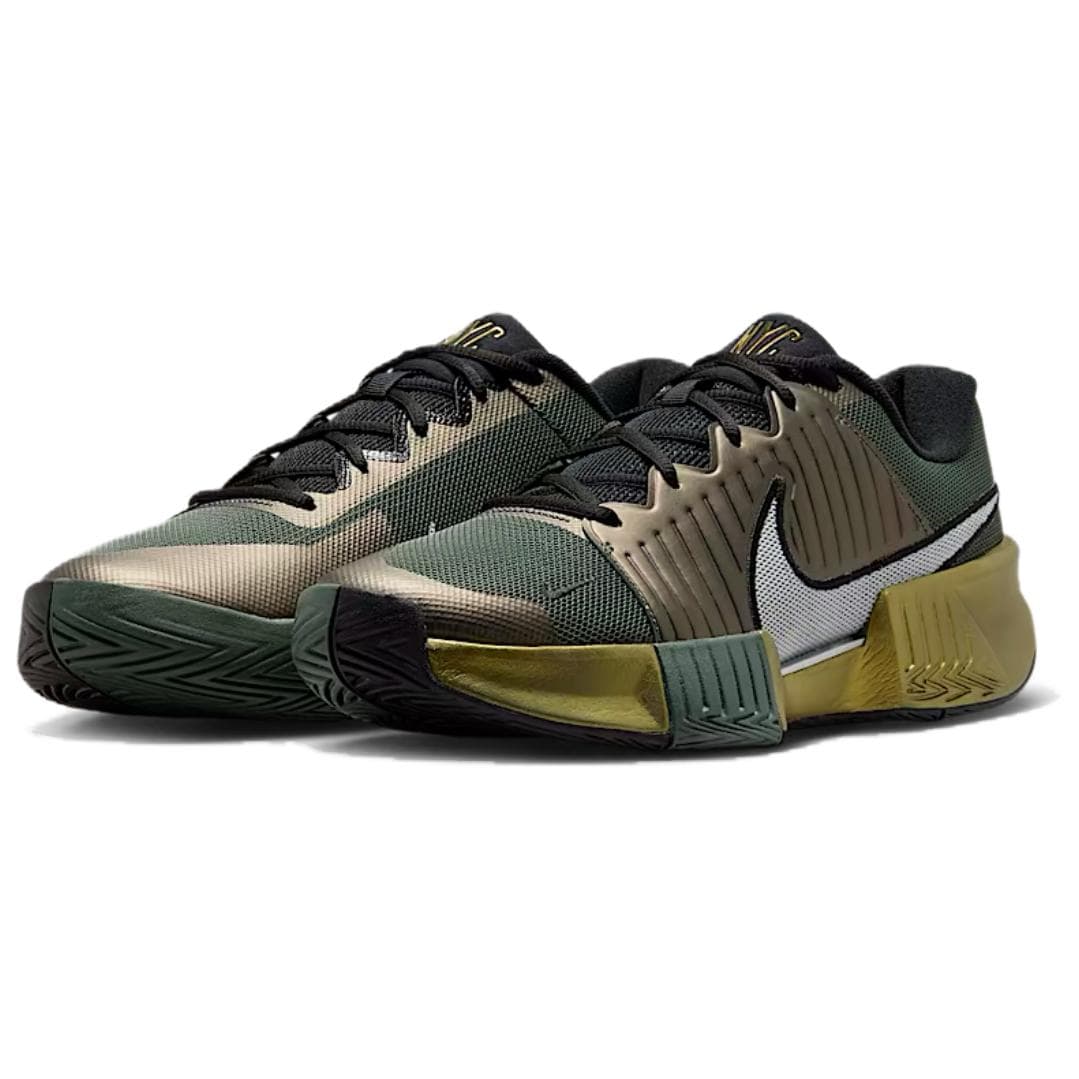 Кроссовки для тенниса NIKE GP Challenge Pro Теннисные кроссовки Низкий топ Камуфляж зеленый металлик черный белый золото Мужской - изображение 3