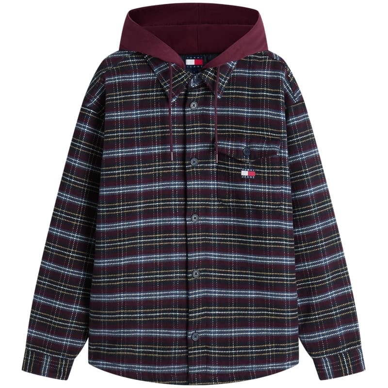 Зимняя куртка пуховик Tommy Hilfiger Бордовый Темно-Синий Клетка 0QM Мужская Синтепоновая Куртка - изображение 2