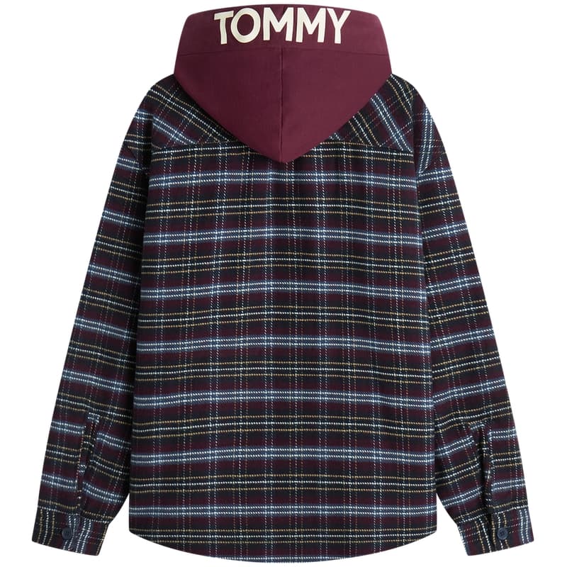 Зимняя куртка пуховик Tommy Hilfiger Бордовый Темно-Синий Клетка 0QM Мужская Синтепоновая Куртка - изображение 3