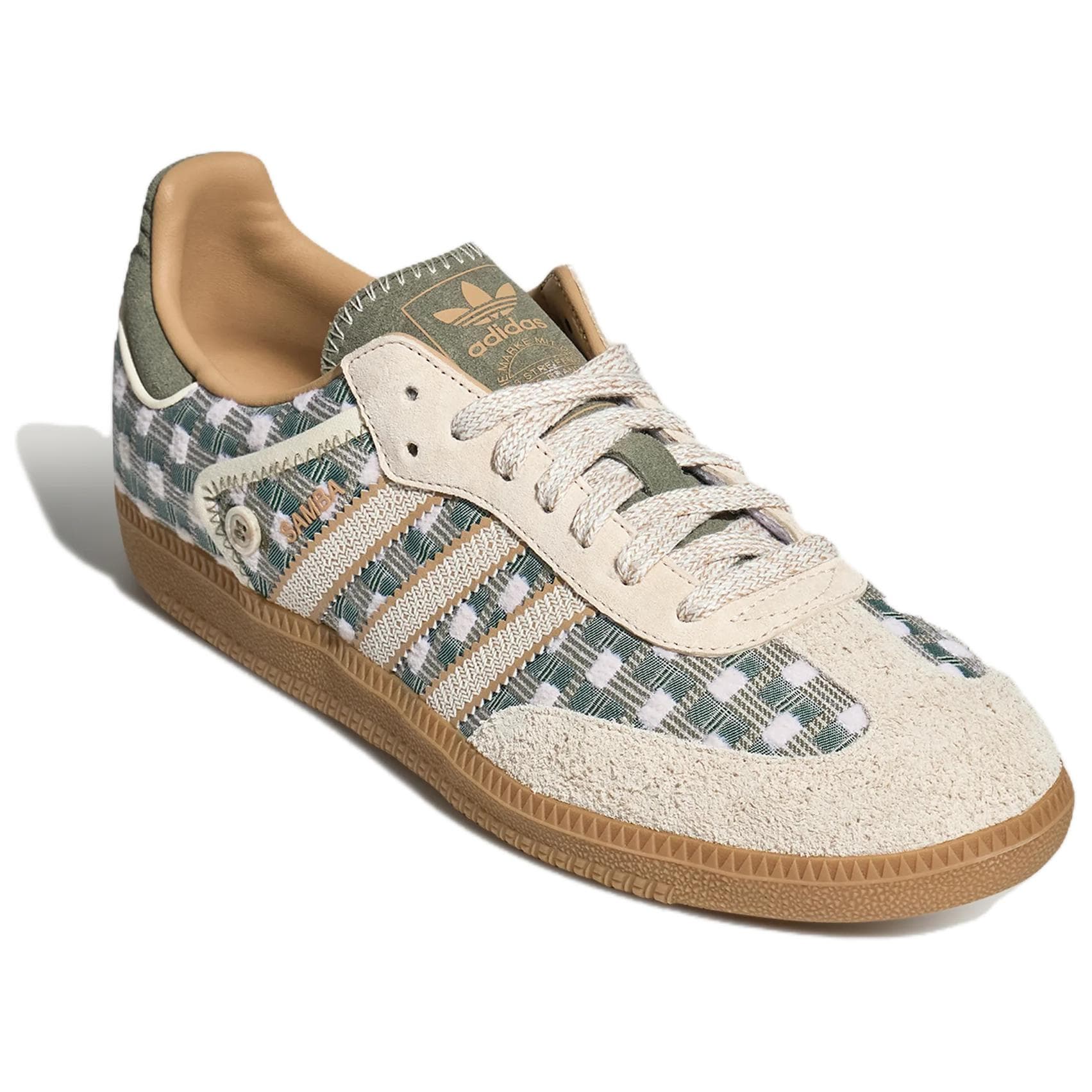 Кроссовки Adidas Originals Samba OG Кеды немецкой армии (GAT) Low Топ Бежевый белый зеленый Унисекс - изображение 3