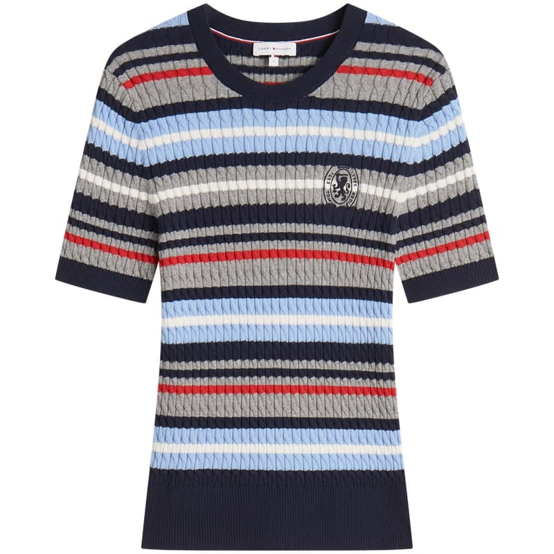 Кофта Tommy Hilfiger Синий Серый Многоцветные Полосы 0CX Женский Трикотаж - изображение 2