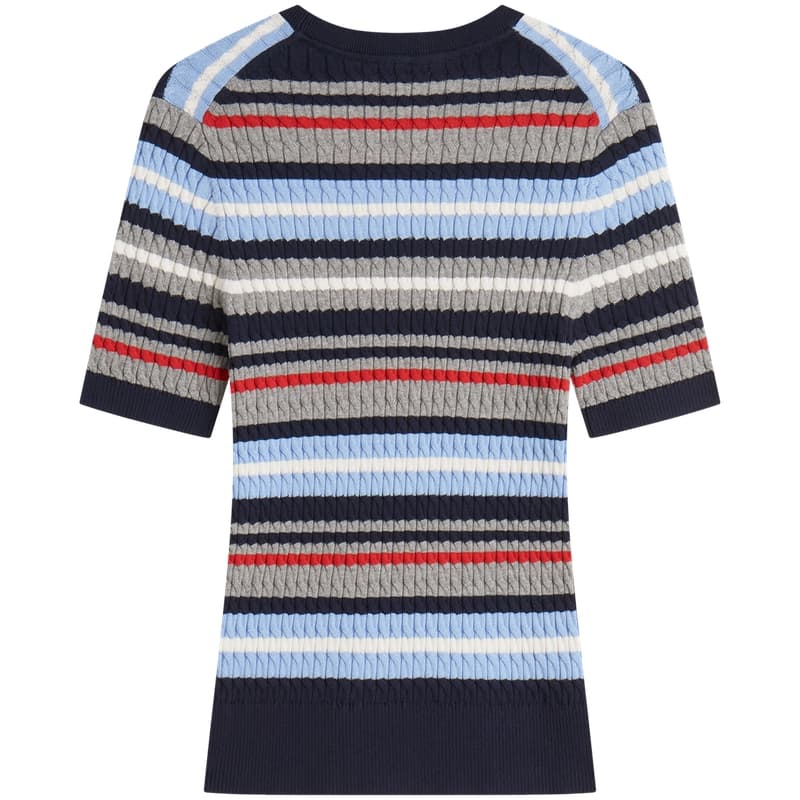 Кофта Tommy Hilfiger Синий Серый Многоцветные Полосы 0CX Женский Трикотаж - изображение 3
