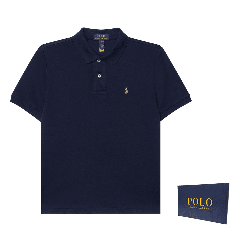 Polo Ralph Lauren Детская одежда Однотонный пуловер Polo с короткими рукавами хлопковое волокно цвет морской синий - изображение 4