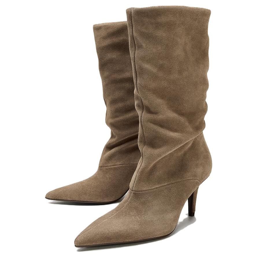 Ботинки zara Колено High Ботинки Тауповый Женские - изображение 2