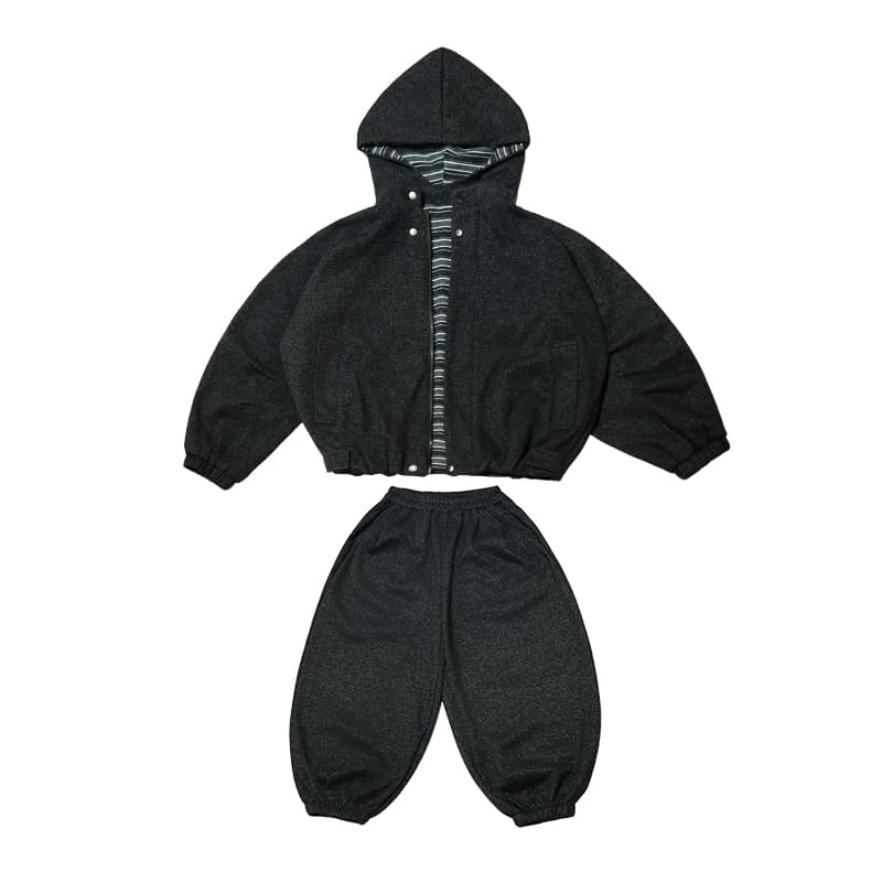 ATONGMU Black Gray Color Kids Повседневные спортивные костюмы Наборы - изображение 1