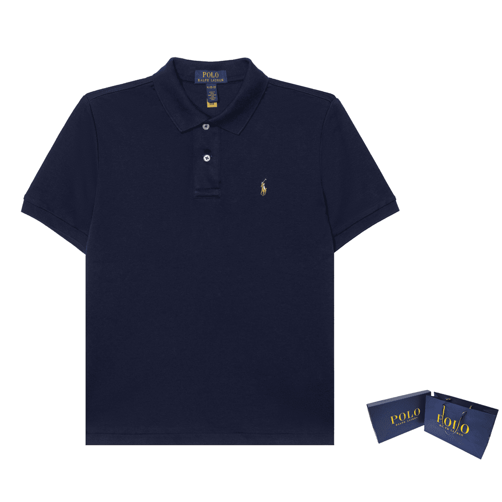 Polo Ralph Lauren Детская одежда Однотонный пуловер Polo с короткими рукавами хлопковое волокно цвет морской синий - изображение 5