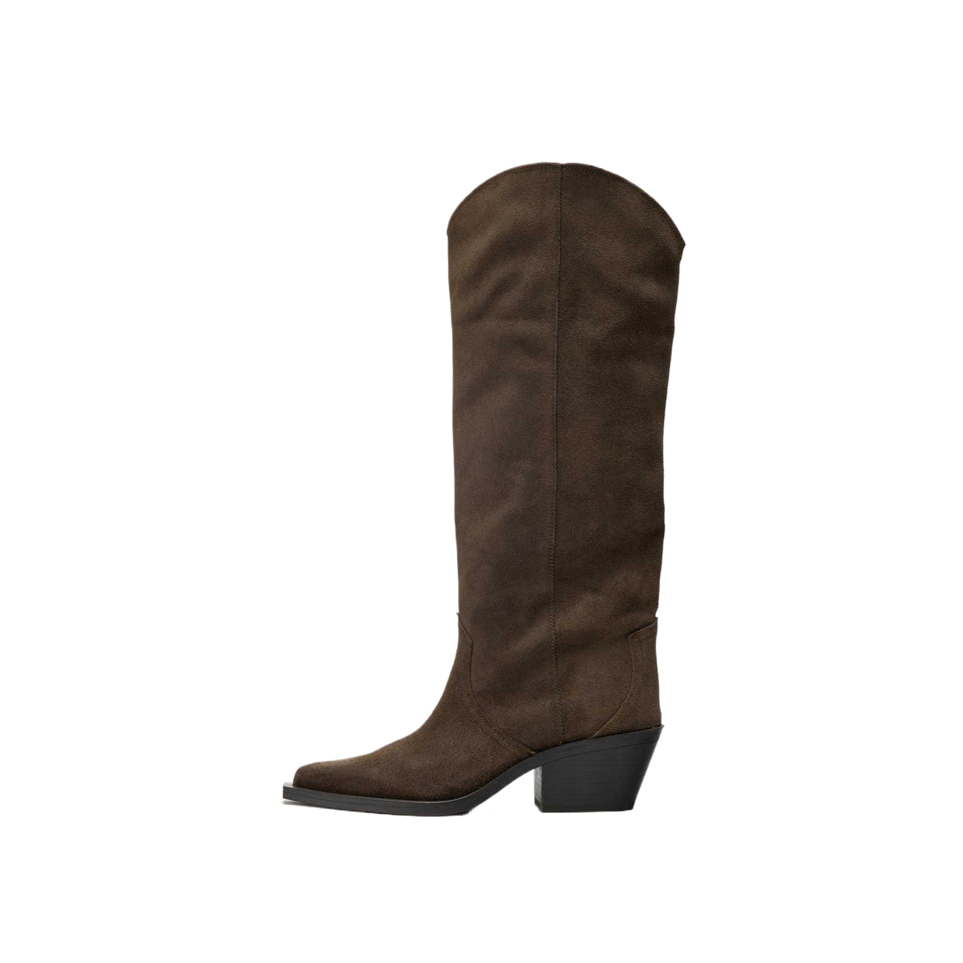 Ботинки zara Колено High Ботинки Хаки зеленый Женские - изображение 1