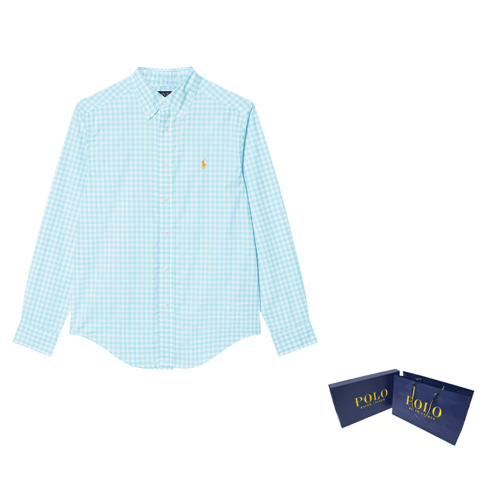 Polo Ralph Lauren Повседневная рубашка синего и белого цвета для детей - изображение 6
