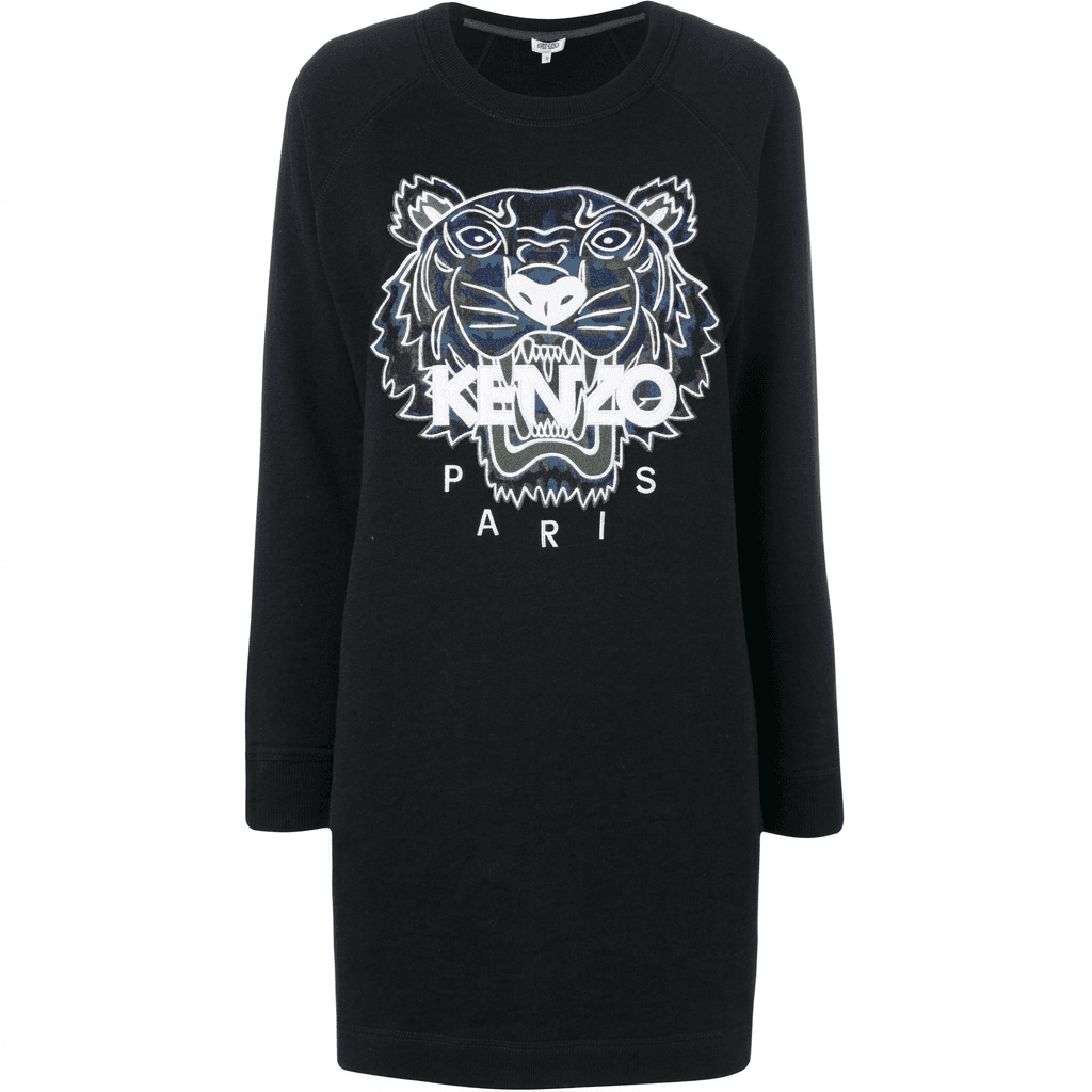 Платье KENZO Черные Женские Длинные Платья с Длинными Рукавами - изображение 1