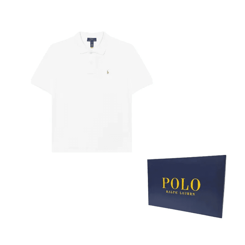 Polo Ralph Lauren Хлопок Волокно Короткий Рукав Однотонное Поло Стандартное Белое Детское - изображение 6