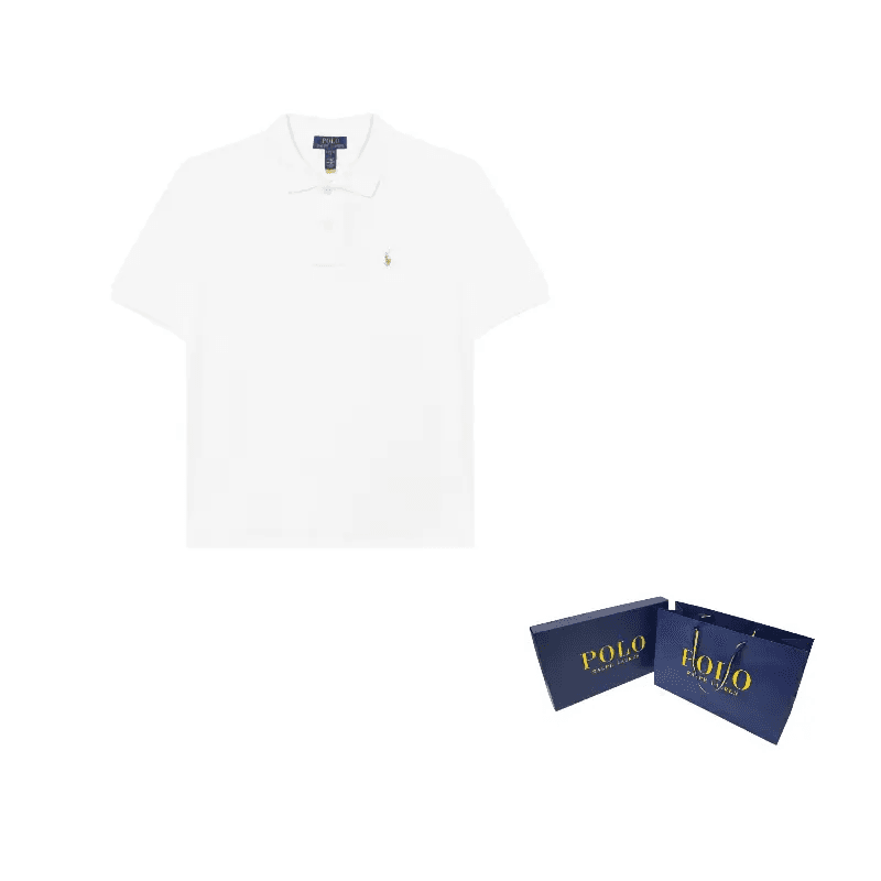 Polo Ralph Lauren Хлопок Волокно Короткий Рукав Однотонное Поло Стандартное Белое Детское - изображение 7