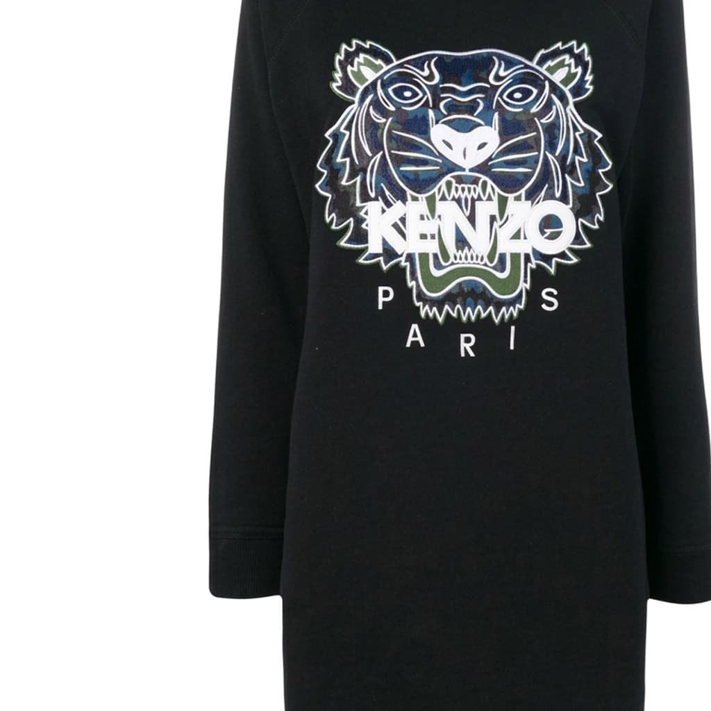 Платье KENZO Черные Женские Длинные Платья с Длинными Рукавами - изображение 2