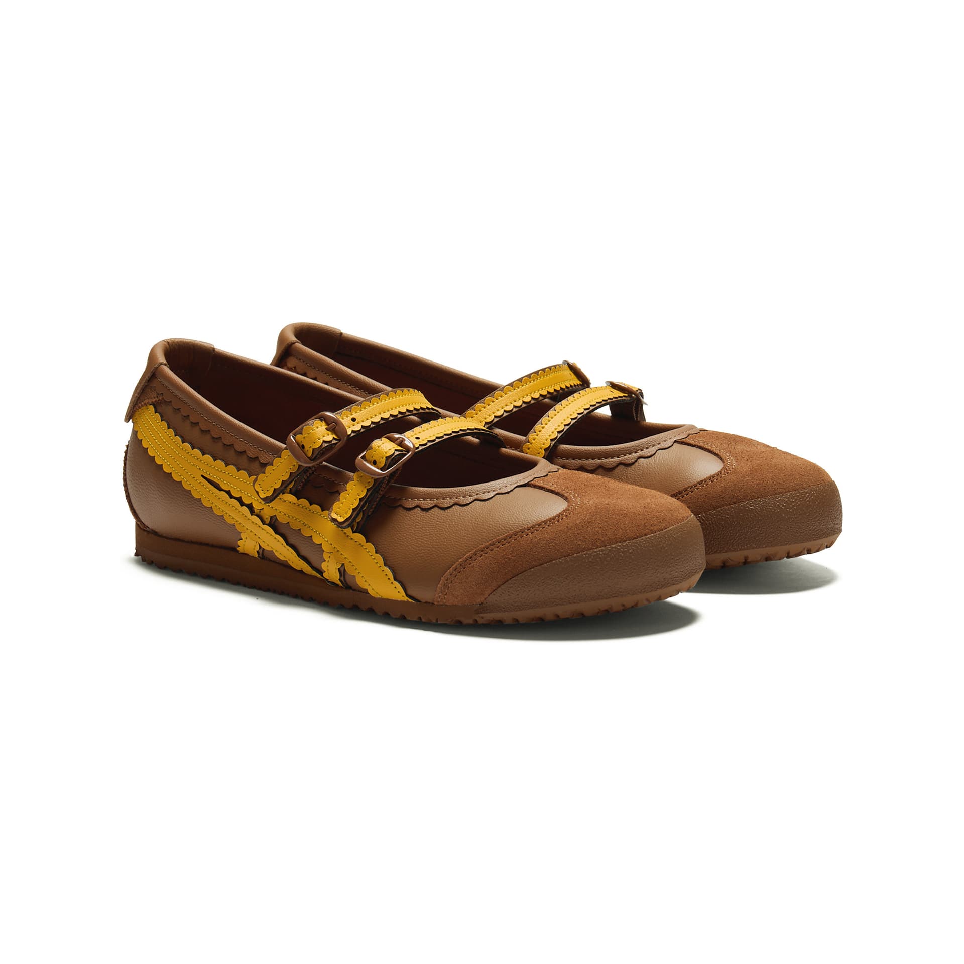 Onitsuka Tiger MEXICO 66 TGRS Туфли Мэри Джейн Низкие Топ Коричневый Желтый Унисекс - изображение 3