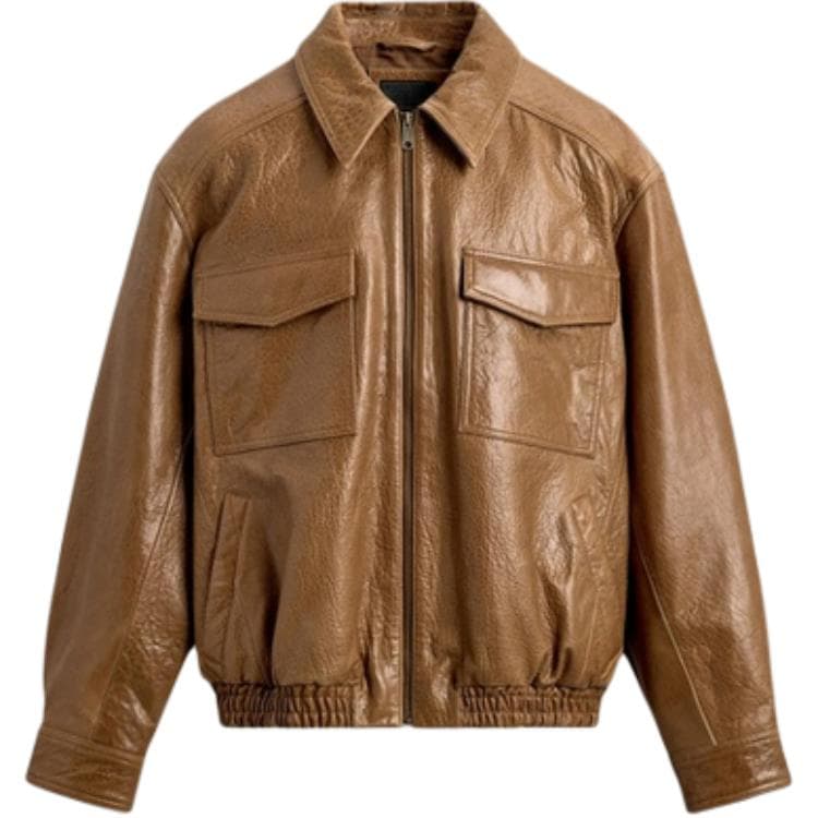 Кожаная куртки zara Коричневый Мужской Кожаные куртки - изображение 1