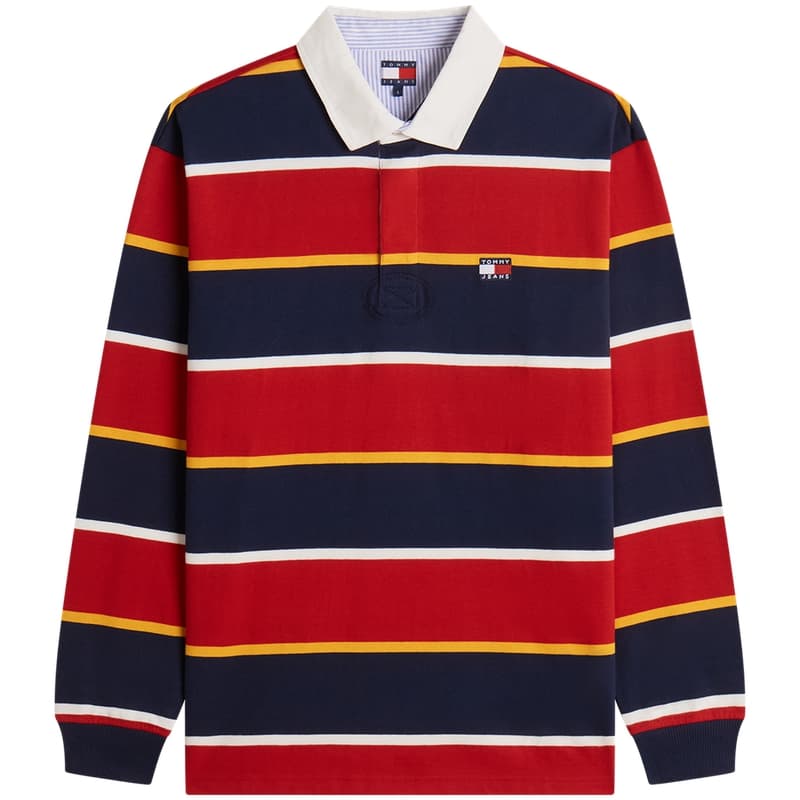 Поло Tommy Hilfiger Темно-синий Красный Полосатый XMA Мужская Рубашка-Поло - изображение 1