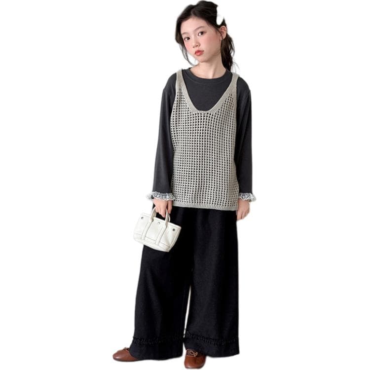 BOBBY ABLEY Black Gray Color Kids Повседневные спортивные костюмы Наборы - изображение 1