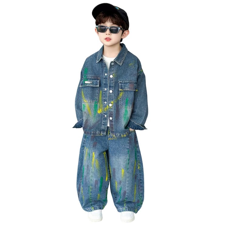 BOBBY ABLEY Граффити Джинсовый синий Kids Повседневные спортивные костюмы Наборы - изображение 1