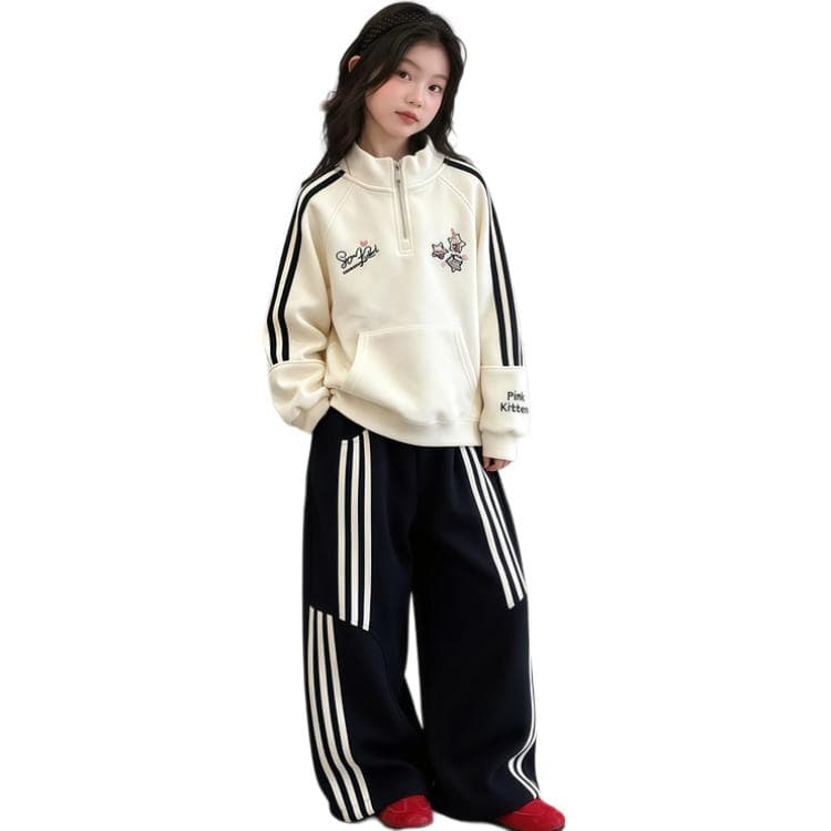 BOBBY ABLEY Абрикосовый свитшот черные штаны комплект "Магия Цветов" для детей повседневные спортивные костюмы наборы - изображение 1