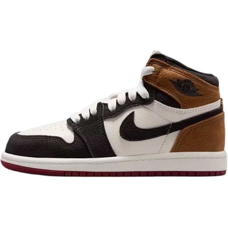 Кроссовки для баскетбола Jordan Air Jordan 1 Дышащие Высокие Детские Баскетбольные Кроссовки Тень Коричневый Детские Возраст 3-7 Лет - изображение 1