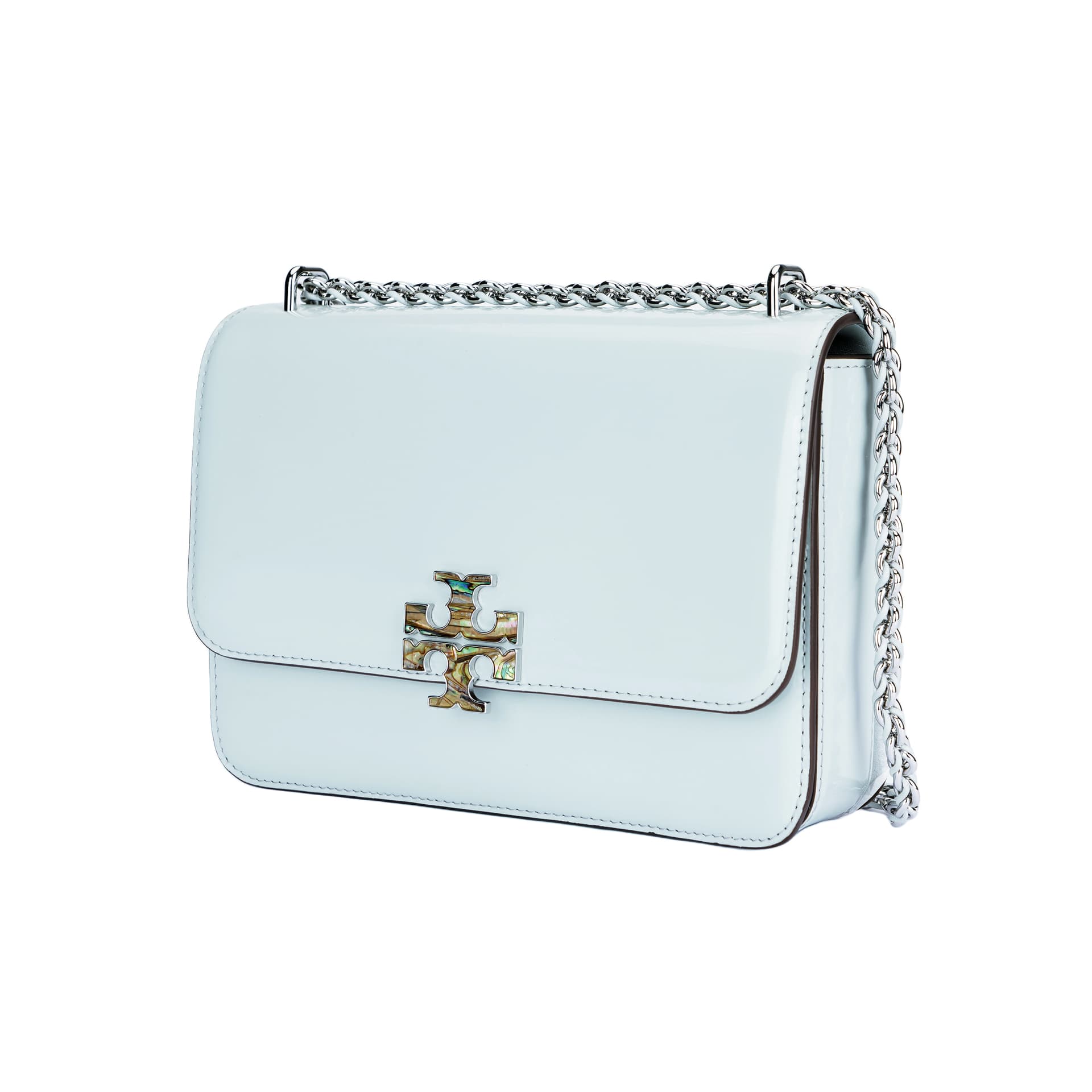 Мини-сумка Tory Burch Britten Flip-открывающаяся сумка через плечо с цепочкой маленькая женская синяя - изображение 2