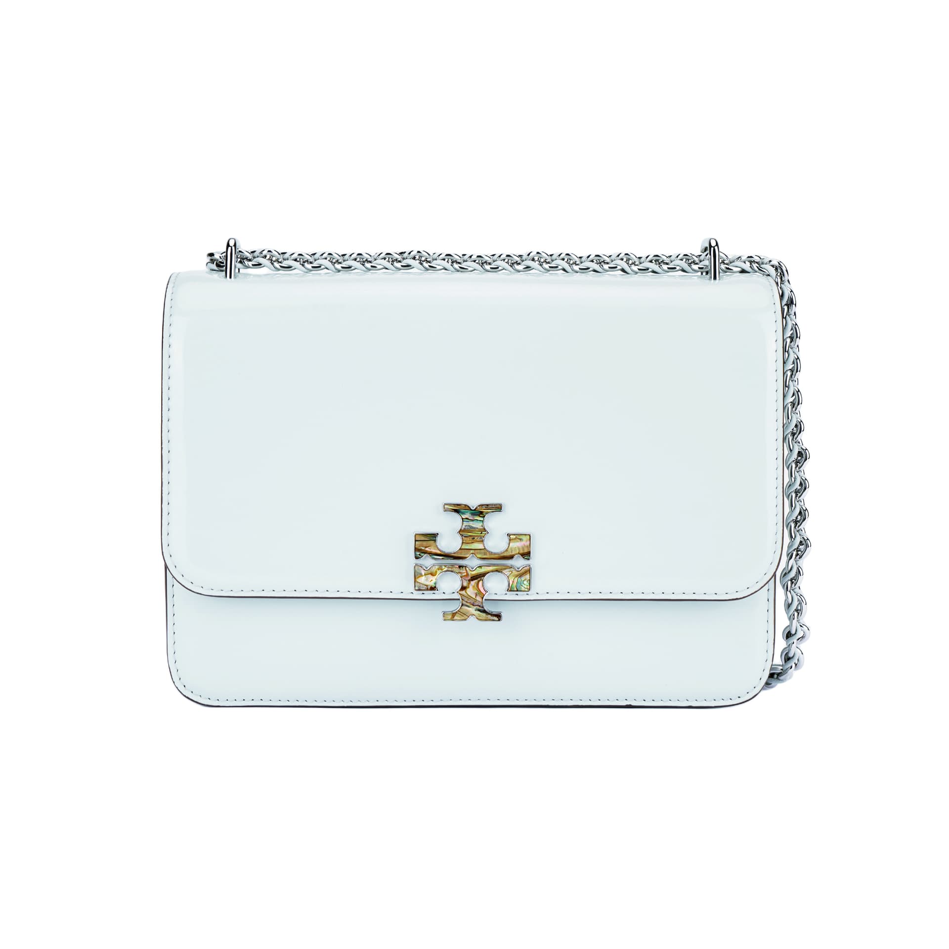 Мини-сумка Tory Burch Britten Flip-открывающаяся сумка через плечо с цепочкой маленькая женская синяя - изображение 1