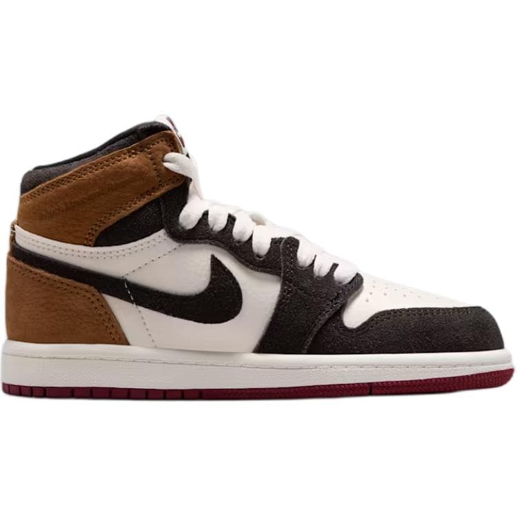 Кроссовки для баскетбола Jordan Air Jordan 1 Дышащие Высокие Детские Баскетбольные Кроссовки Тень Коричневый Детские Возраст 3-7 Лет - изображение 2