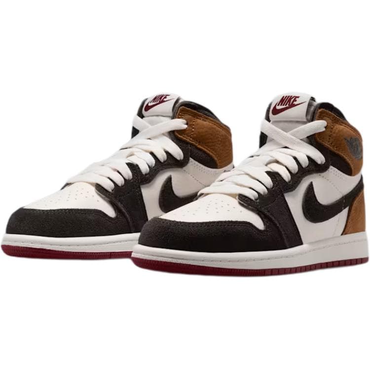 Кроссовки для баскетбола Jordan Air Jordan 1 Дышащие Высокие Детские Баскетбольные Кроссовки Тень Коричневый Детские Возраст 3-7 Лет - изображение 3