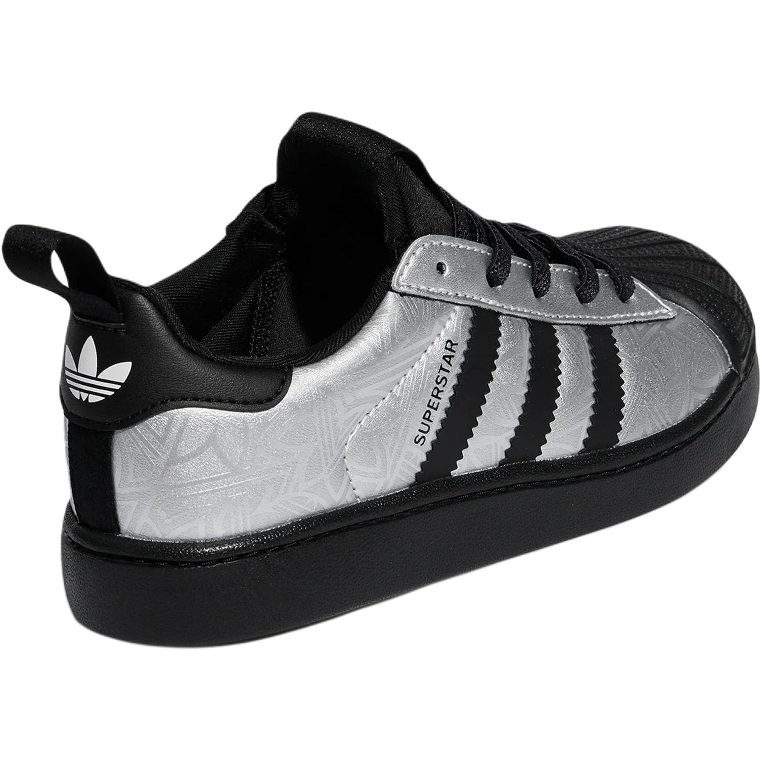 Кроссовки Adidas Originals SUPERSTAR Детская Скейтбординг Обувь Низкий Топ Металлический Серебристый Черный Белый Kids - изображение 4