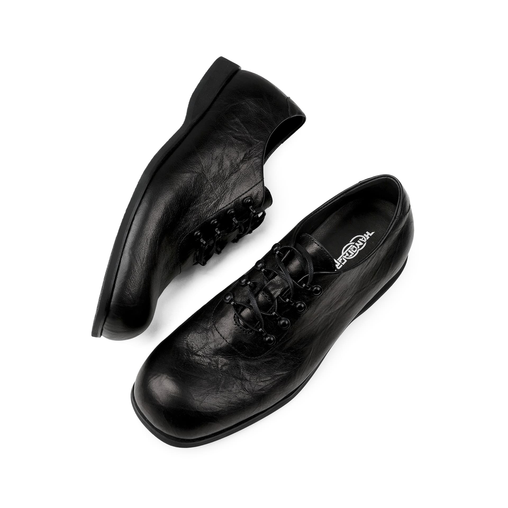 HANQIAORIJI Black Blood Collection Повседневные кожаные туфли Low Топ Черный Унисекс - изображение 5