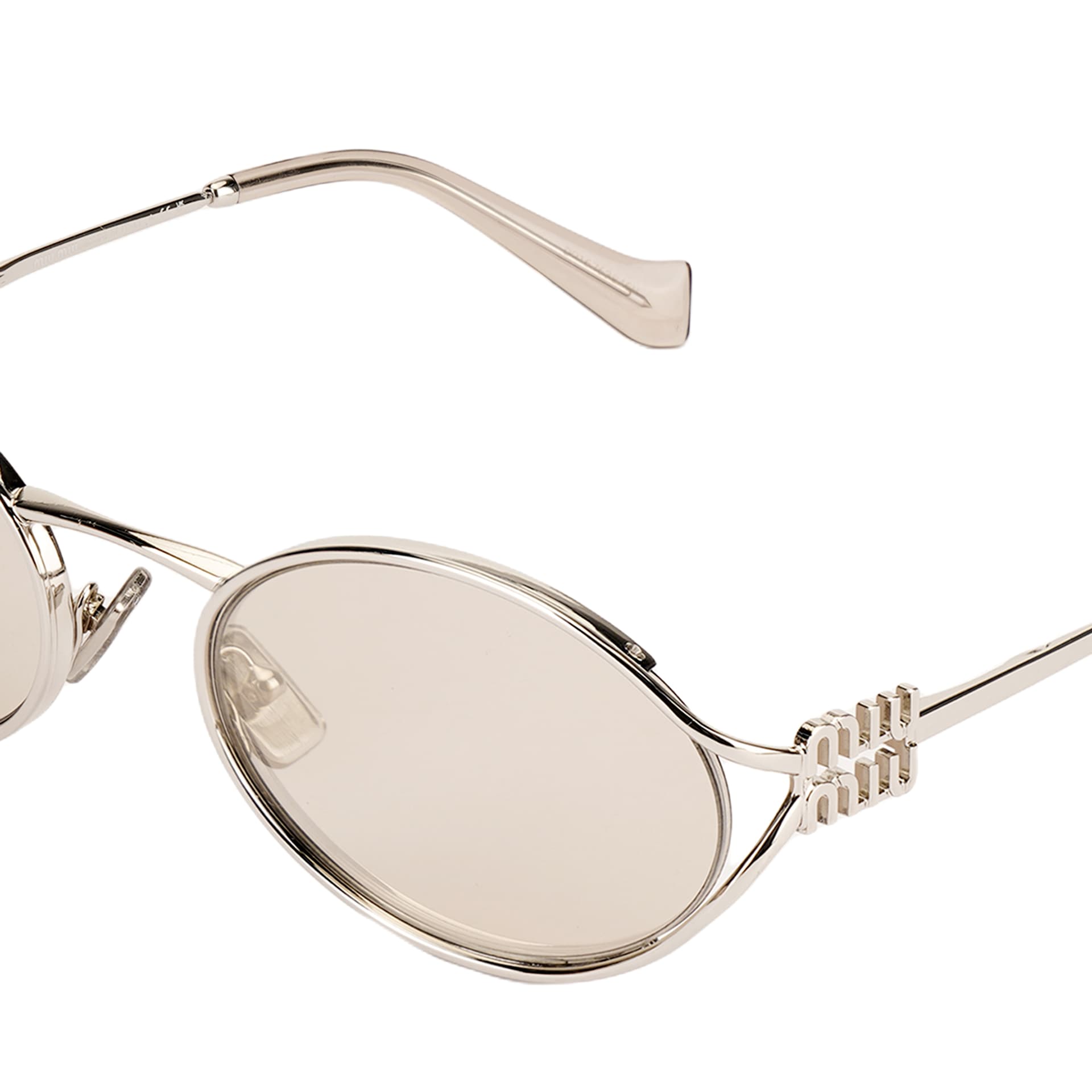Солнцезащитные очки MIU MIU Металл OVAL SUNGLASSES Унисекс Серебряный - изображение 5