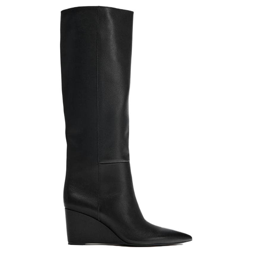 Ботинки zara Колено High Ботинки Черный Женские - изображение 5